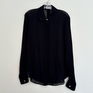 FRAME Black Silk Long Sleeve Button Down Size Medium